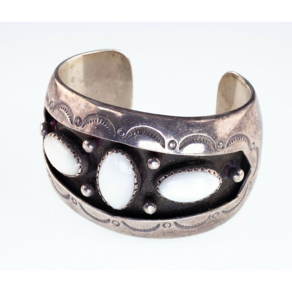 Navajo Sterling Silver Mother of Pearl Cuff Bracelet